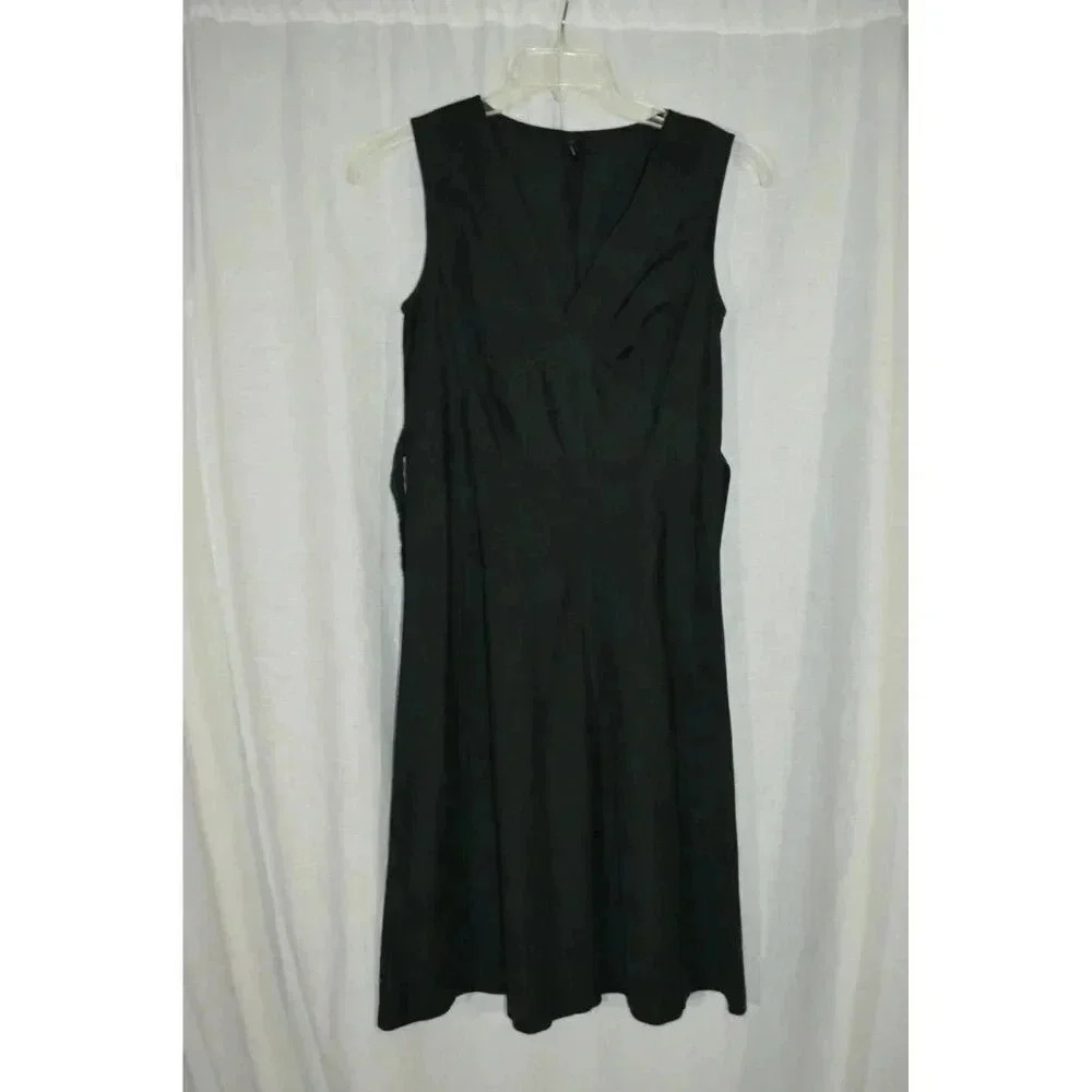 J. Crew Black 100% Cotton V-Neck Fit and Flare Dress Size 10 See Measurements